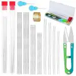Hasthip 28Pcs Beading Needles Set, 20 Pcs Long Straight Beading Thread Needles And 8 Pcs Big Eye Beading Needles With Needle Bottle, Thimble, Needle Threaders For Bracelets And Jewelry Making