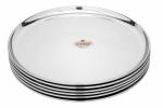 Vinod Mirror Finished Bangla Bogi Steel Half Dinner Plate - Pack of 6 (Dia: 21Cm, 8.3 Inch)