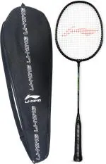 Li-Ning Black, Green Strung Badminton Racquet, 90 G