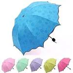 KATHIYAWADI Magic Umbrella Changing Secret Blossoms Occur with Water Magic Print 3 Fold Umbrella for Women Men and Children Umbrella Flower Print Sun and Rain