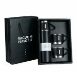 ODD M EVEN Vacuum Insulated Flask Gift Set with 2 Cups, Black Vacuum Bottle Water Flask Hot & Cold 500ml, Customized Name Vacuum Flask Gift Set for Men and Women, Housewarming Gifts