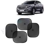 Kingsway Car Curtain Sticky Sun Shade Universal Use for Hyundai Tucson, 2020 - 2022 Model, Color : Black, Mesh, Pack of 4 Piece Car Sun Shades Blinds Cover