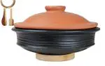 Craftsman India Online Black Terracotta Clay Pottery Mud Pot For Cooking And Serving, 1 L