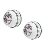CW Crown White Genuine Leather Ball 156gm Senior Cricket Season Balls Set of 2