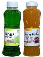 Natraj The Right Choice Khus Sharbat and Kesar Badam Sharbat Syrup - (750 X 2= 1500ml) (Pack of 2)