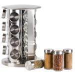 Niyanta Silver Stainless Steel Revolving Spice Rack Counter Top Jar Rotating Organizer Holder Container Storage Shelf