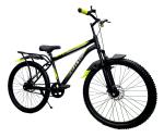 Ralley Gold KRYO 2.0 26T Bicycle with Carrier | Front Suspension | Dual Disc Brakes | Non Gear Cycle for Adults (Green/Black)