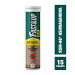 Fast&Up Rest | World’s Best Ashwagandha KSM 66 | Calm Mind and Body l Ease Anxiety |Powerful Stress Reliver | Cranberry Flavour (15 Effervescent Tablets)