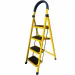 Asian Paints TruCare 4-Steps Trendy Steel Ladder, Foldable Ladder for Home & Office use, Durable, Wide, Anti-Skid, Lightweight & Easy to Carry, with 5 Years Warranty (Yellow)