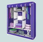 YIWU store Foldable Almirah Foldable Collapsible Wardrobe for Clothes (Do-It-Yourself) Purple Yiwu-Almirah04