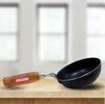 FLIXBLOOM Pure Iron Tadka Pan/Vaghar/Chounk/Baghar for Frying Dal/Spices Oil with Wooden Handle Frying Pan | 5 Inch, Gas Compatible | Pre-Seasoned, 100% Toxin-Free, Naturally Non-Stick, Long Lasting