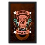 RITWIKA ART AND CRAFT Abstract Wall Art Of Coffee And Book Quote With Frame for Home and Office Decor | 9.5 inch x 13.5 inch | Multi Colored | Digital Painting