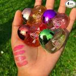 Upheavel Cute Heart Shape Lip Glosses Pack of 4 (6 ml, Pinkish)