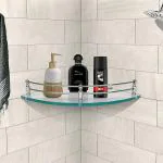 Plantex Premium Transparent Glass Corner Shelf for Bathroom/Wall Shelf/Storage Shelf (9 x 9 Inches - Pack of 1)