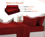 SGI 4 Piece Sheet Set Contain 1 Flat Bedsheet, 1 Fitted Bedsheet, 2 Pillowcovers King Burgundy Solid 1000 TC Egyptian Cotton Hotel Luxury Quality Bedding Set