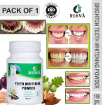 RIBVA Organic White Tooth Powder For Tobacco Stain, Tartar, Gutkha Stain and Yellow Teeth Removal