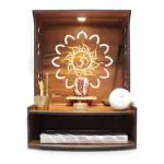MADHAV Mangal Beautiful Wooden Pooja Stand for Home Pooja Mandir for Home Temple for Home and Office Puja Mandir for Home Wall Mounted with LED Spot Light