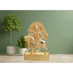 DARIDRA BHANJAN - Metal Ambe | Durga Maa Idol Murti Statue For Navratri Pooja | Mandir Table Decor Gift Items Color - Golden.