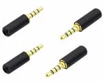 fdealz 4 Pole 3.5mm Male Repair Headphone Stereo Jack Plug Metal Audio Soldering 4 Pieces