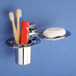 LAPO Stainless Steel Soap Holder with Brush Holder for Bathroom Accessories(Chrome Finish)