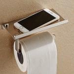 GOSAI Stainless Steel Toilet Paper Holder with Mobile Stand shelf Bathroom Accessories - Pack of 1
