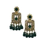 Priyansh Enterprise Handmade Green Diamond Traditional Ad Earrings For Parties, Festivals For Women