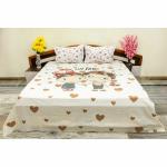 PEPPERFLAME INDIA Premium Super King Size Pure Cotton Double Bedsheet with 2 Pillow Covers Ethnic and traditional bedsheets, Perfect for thick mattress | Crush u&Me 100*108(Brown)