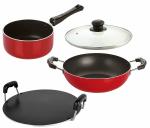 Nirlon 4 pcs of Red Non-stick Aluminium Kitchen Cookware Set