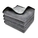 SOFTSPUN Microfiber Super Absorbent Cloth, 500 GSM 40X40 Cms Pack of 4 Grey Silk Banded Edge Towel Set Extra Thick Microfiber Cleaning Cloths Perfect for Bike Auto Cars Both Interior and Exterior.