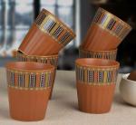 LA TABLEWARE Tumbler Shaped 130 ml Tea Cups with Golden Printed Edges (Set of 6)