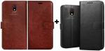 CASECRAFT Redmi 8A MZB8458IN M1908C3KI Black And Brown Artificial Leather, Rubber And Silicon Grip Case Mobile Back Cover (Pack of 2)