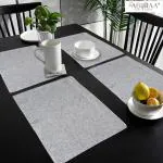 Faburaa Jute Place Mat for Dinner Table, Dining Table Placemat (Grey, 18x12 Inch, Set of 4)
