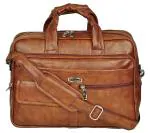 Zipline Tan Faux Leather Messenger Bag for 15.6 inch Laptop