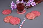 Vatsin Premium Resin Round Coasters Tea, Coffee Coasters for Home & Dining Table, Office, Table Accessories, for Gifting (Set of 6, Pinkish Red)