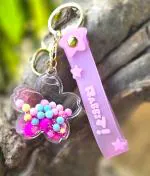 OFM Glitter Flower Keychain for Women, Girls, Teens, Boys, Home Decor Gift, Purple