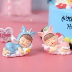 WELNO International Set of 2 Sleeping Dolls & Cute Angle Doll Showpiece for Car Dashboard & Table(BLUE & PINK)