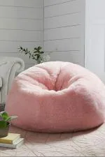 Mollismoons Pink Fur Bean Bag Supper Soft Bean Bag for Home Bean Bags Pink Color Bean Bag Chair Luxury Bean Bags (XXXL for Adult, Without Beans Covers only)
