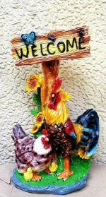 Wonderland Multicolor Plastic Welcome Hen - 25.4 x 15.2 cms