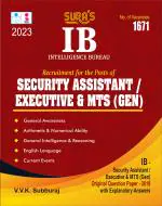 SURA'S IB Intelligence Bureau Security Assistant, Executive and MTS (GEN) Exam Book in English Medium