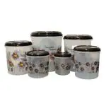 UMA 6 Pcs Printed Plastic Grocery Container - 1Kg, 2Kg, 3Kg, 6Kg, 8Kg, 12Kg Grocery Container (Pack of 6, Brown)