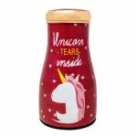 Style Homez Pure Copper Bedroom Bottle 1100 ML, Handmade Red Unicorn Meena Print Design with 200 ml Inbuilt Glass-Cum-Cap
