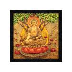 PnF Wood Framed Poster Of Buddha-13751, 13 X 13 Inch