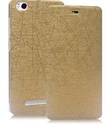 Tarkan Gold Faux Leather Flip Cover Case With Convertible Back Stand For Mi 4I