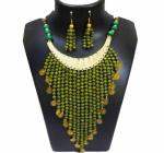 JAYA VISION ENTERPRISES Green Color Wooden & Metal Beads Choker Necklace-tg08