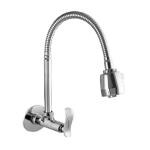 Gold Bell Brass Flexible Duck Sink Cock Chrome Finish Silver ( Pack of 1 )