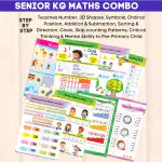 Edsmart Senior KG Maths book vol 2 | Kids Maths Activity book 5+ Years / CBSE UKG Maths textbooks for kids / Kindergarten Maths worksheets [60 pages]/ Teaches 3D Shapes, Symbols, Ordinal Position