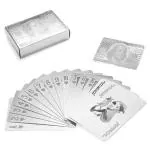 GOTHI 24 K Silver Plated Water-Proof Poker Playing Cards Silver Plated Waterproof Rummy Playing Cards, Flexible PVC Plastic Silver and Playing Cards Premium Poker Cards Washable for Party Game and Silver Color PACK OF 1