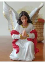 Breeze Handicrafts Poly Resin Statue of Guardian Angel Statue Showpiece Christmas Decor Crib Set (3.5 Inch Height) 7x3.5x9.5 cm