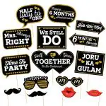 Zyozique 15 Pcs Happy 6 Month Anniversary Photo Booth Party Props /Half Anniversary Decoration Items / Six Month Anniversary Decoration Multicolour A