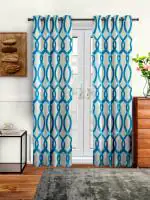 Cortina Fancy Polyester eyelet Curtain Window for Home, Bedroom, Guest Rooms, Office Rooms-Blue